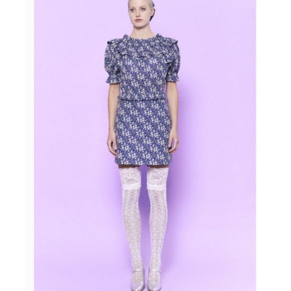 The Vampire’s Wife The Mob Blouse Floral Off The Shoulder Capel Linen Ruffle Top - Picture 4 of 13